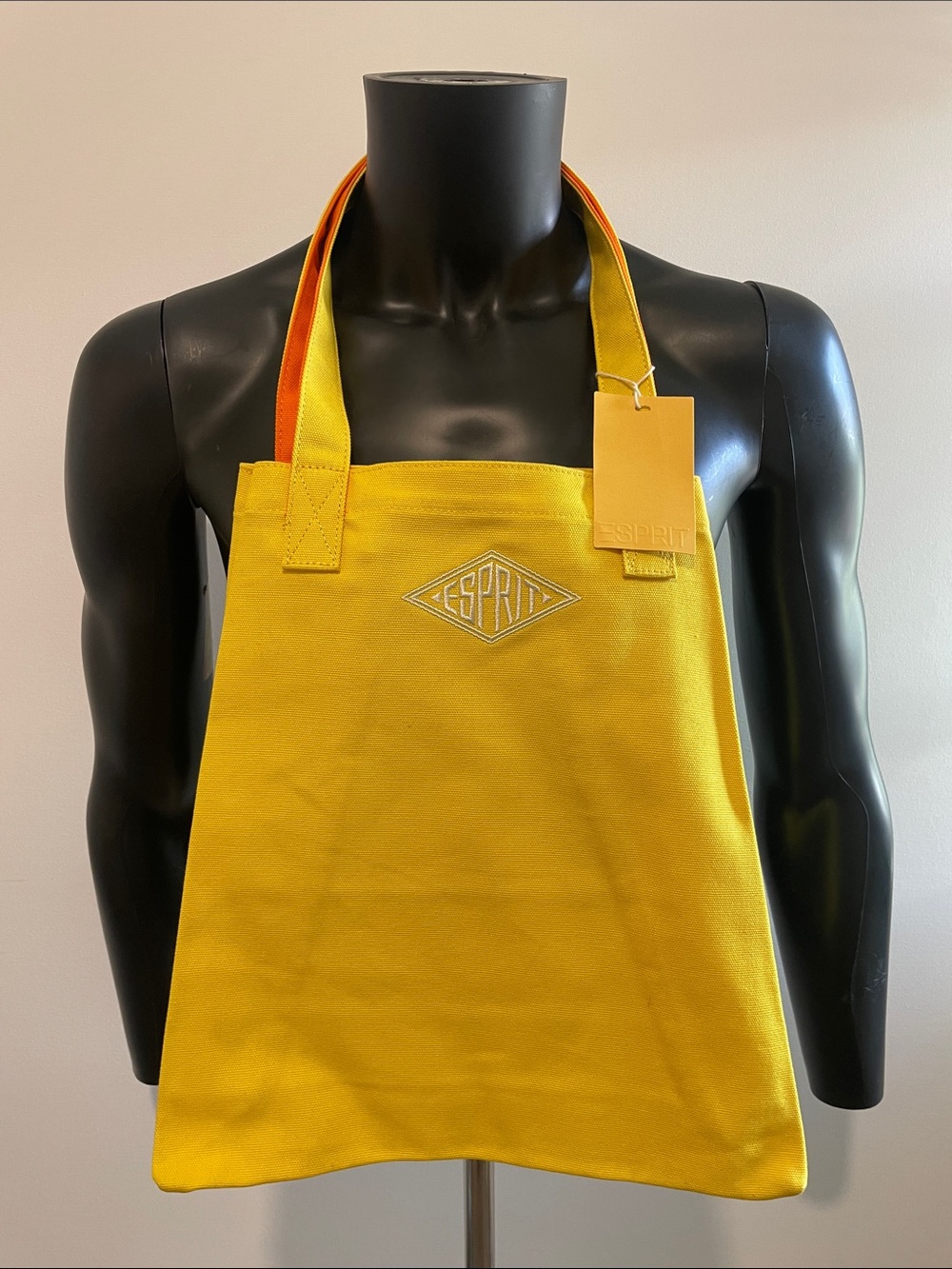Esprit Yellow Canvas Tote with Orange Straps
